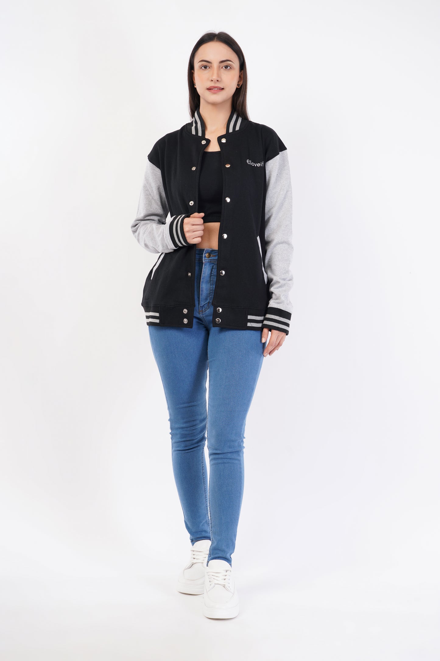 Unisex Black & Grey Varsity Jacket