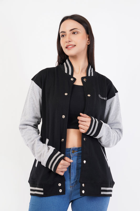 Unisex Black & Grey Varsity Jacket