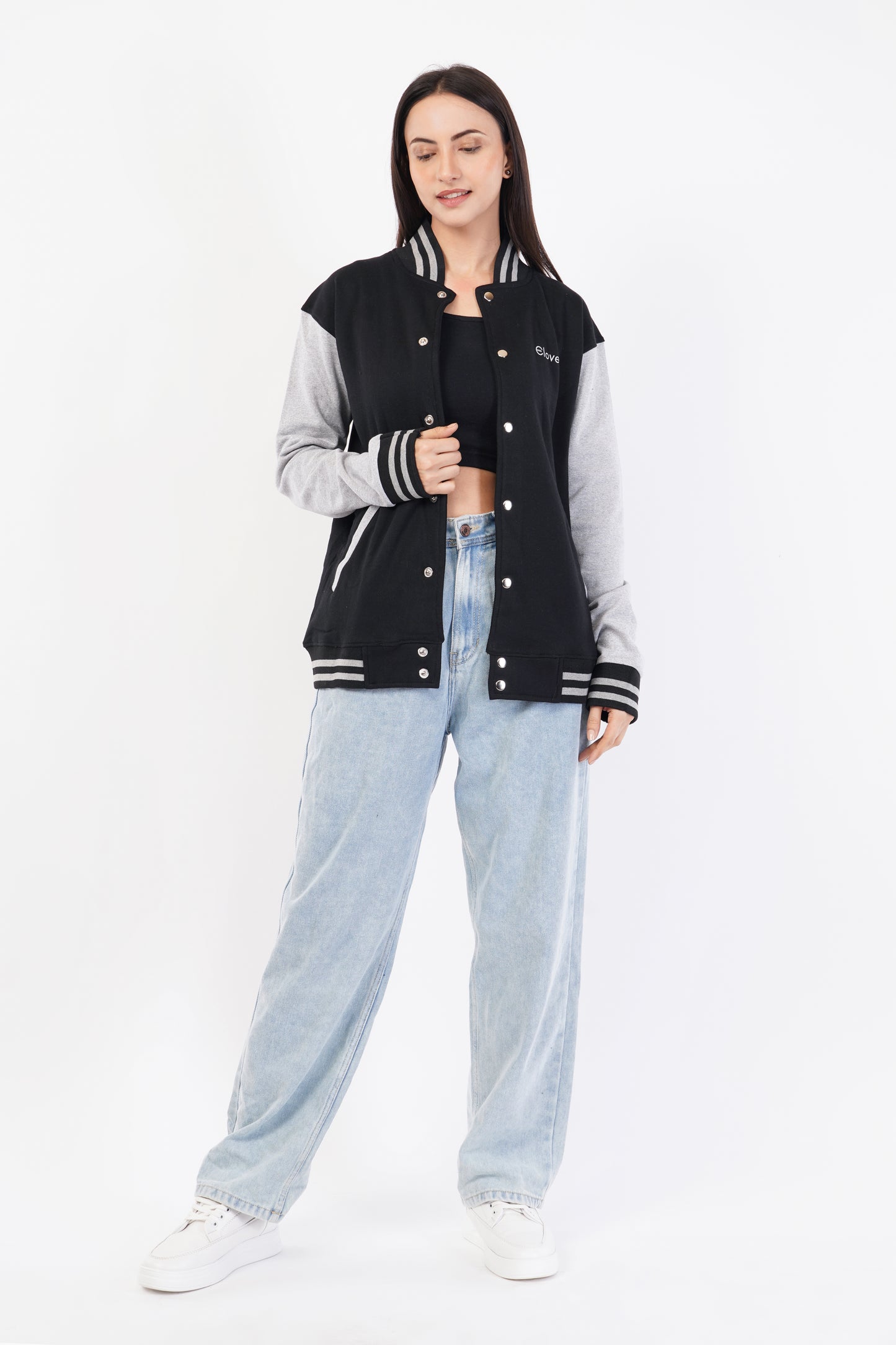 Unisex Black & Grey Varsity Jacket