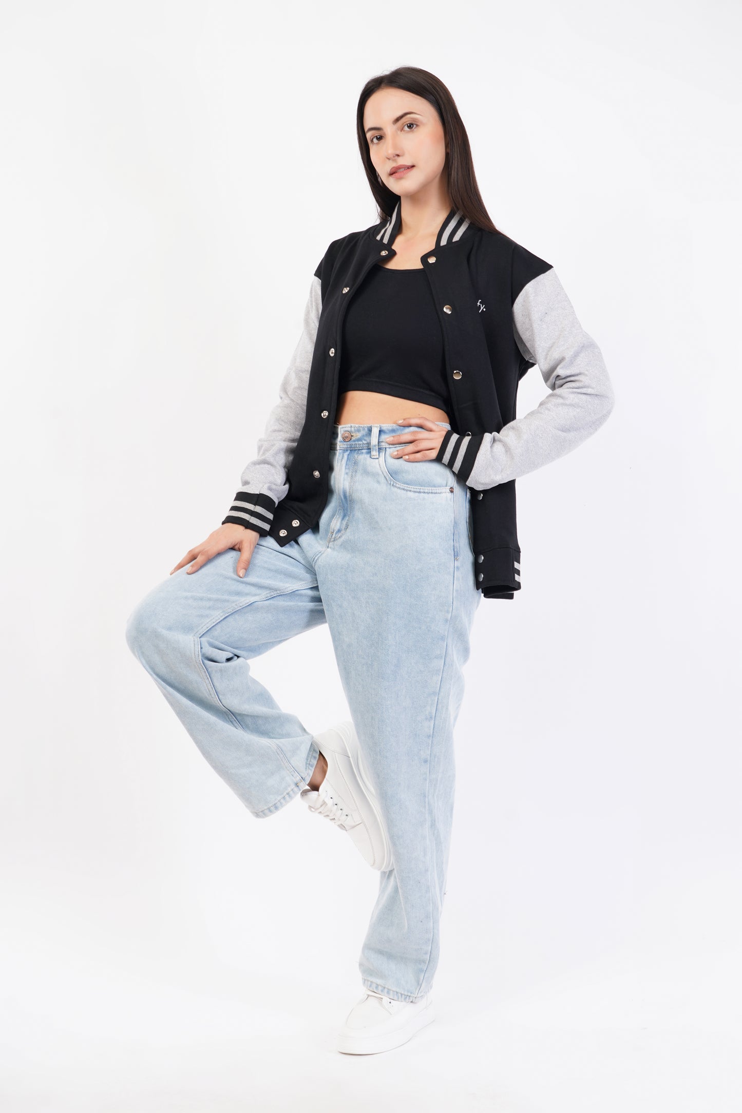 Unisex Black & Grey Varsity Jacket
