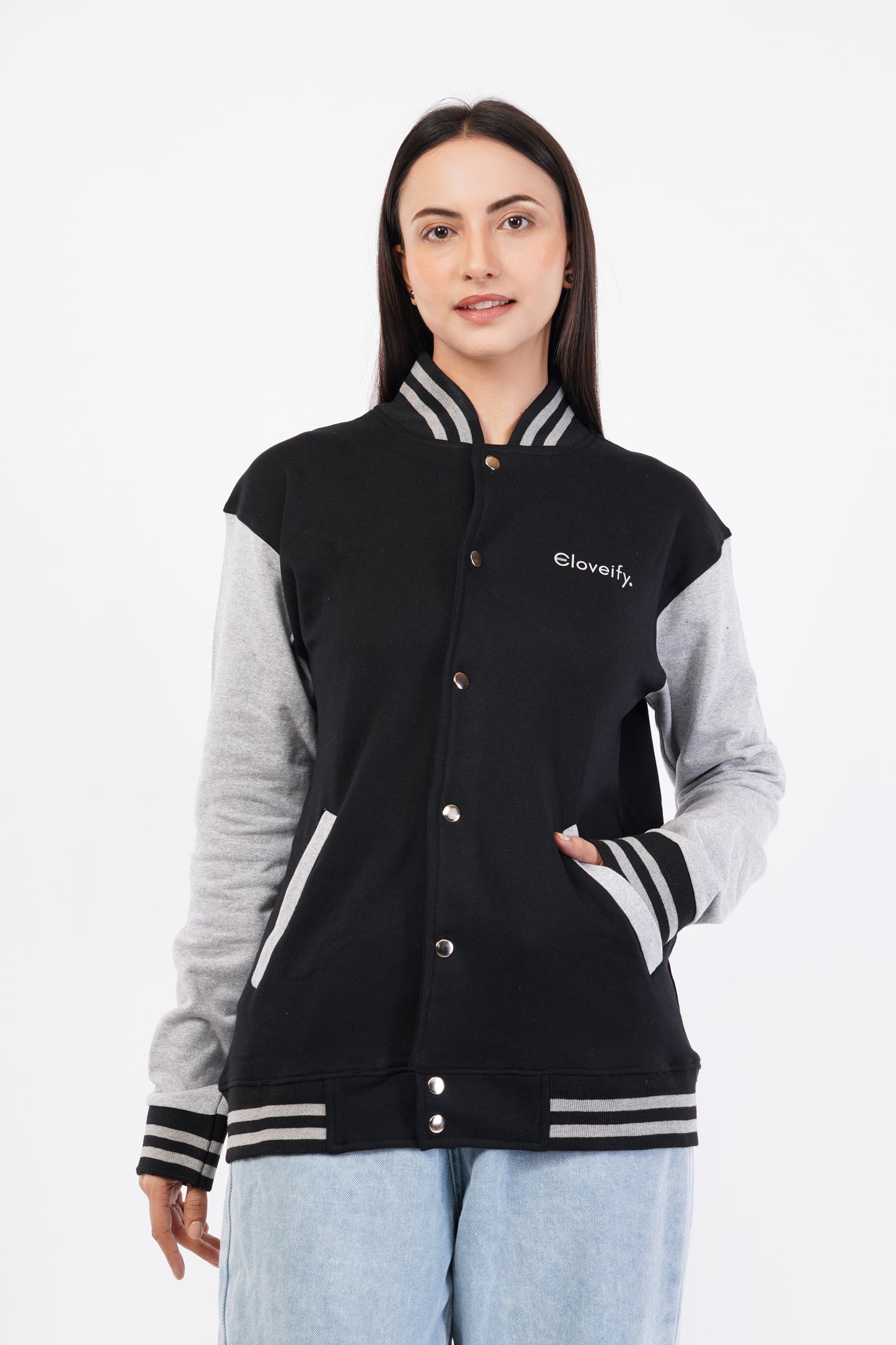 Unisex Black & Grey Varsity Jacket