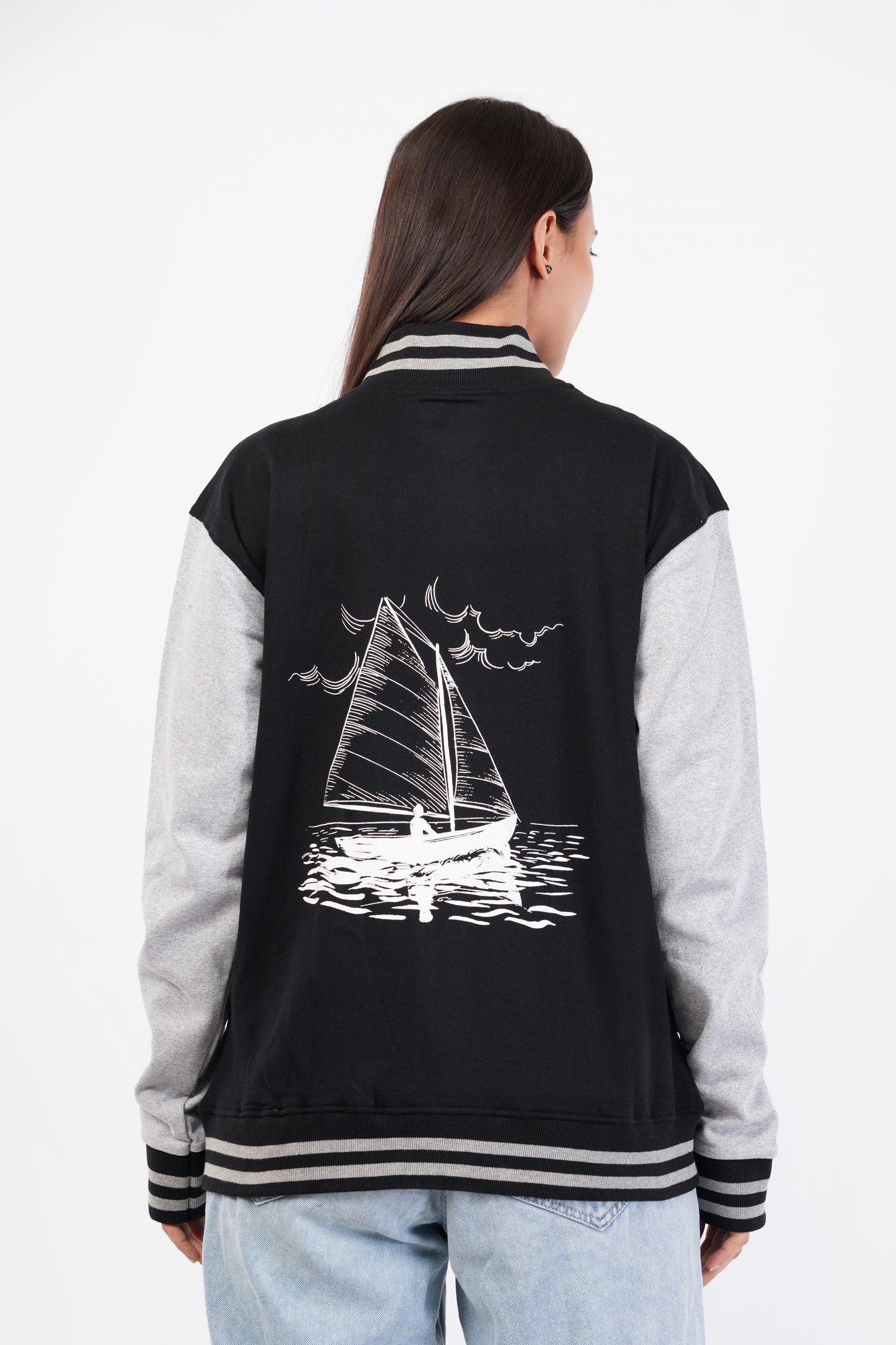 Unisex Black & Grey Varsity Jacket
