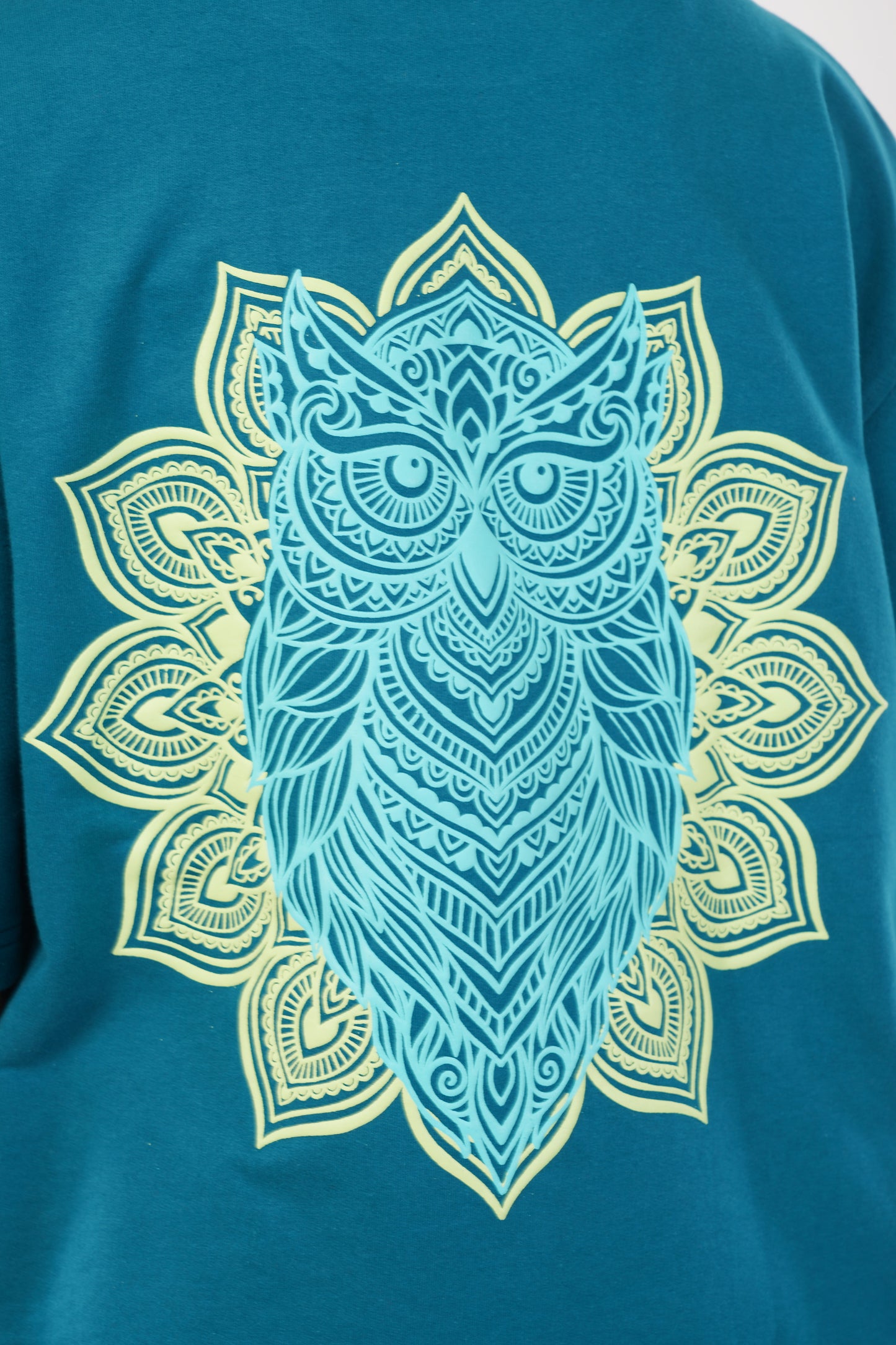 Unisex Full Puff Print "As Free As A Bird" Dark Teal Oversized T-Shirt