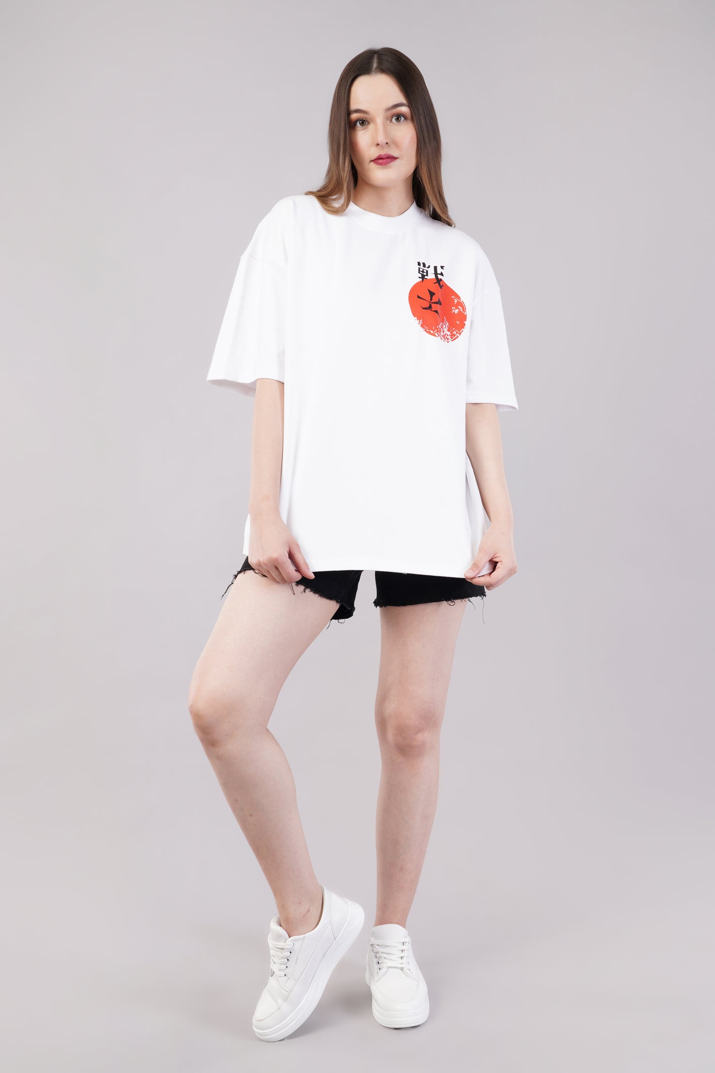 Unisex Japanese "Warrior" White Oversized T-Shirt
