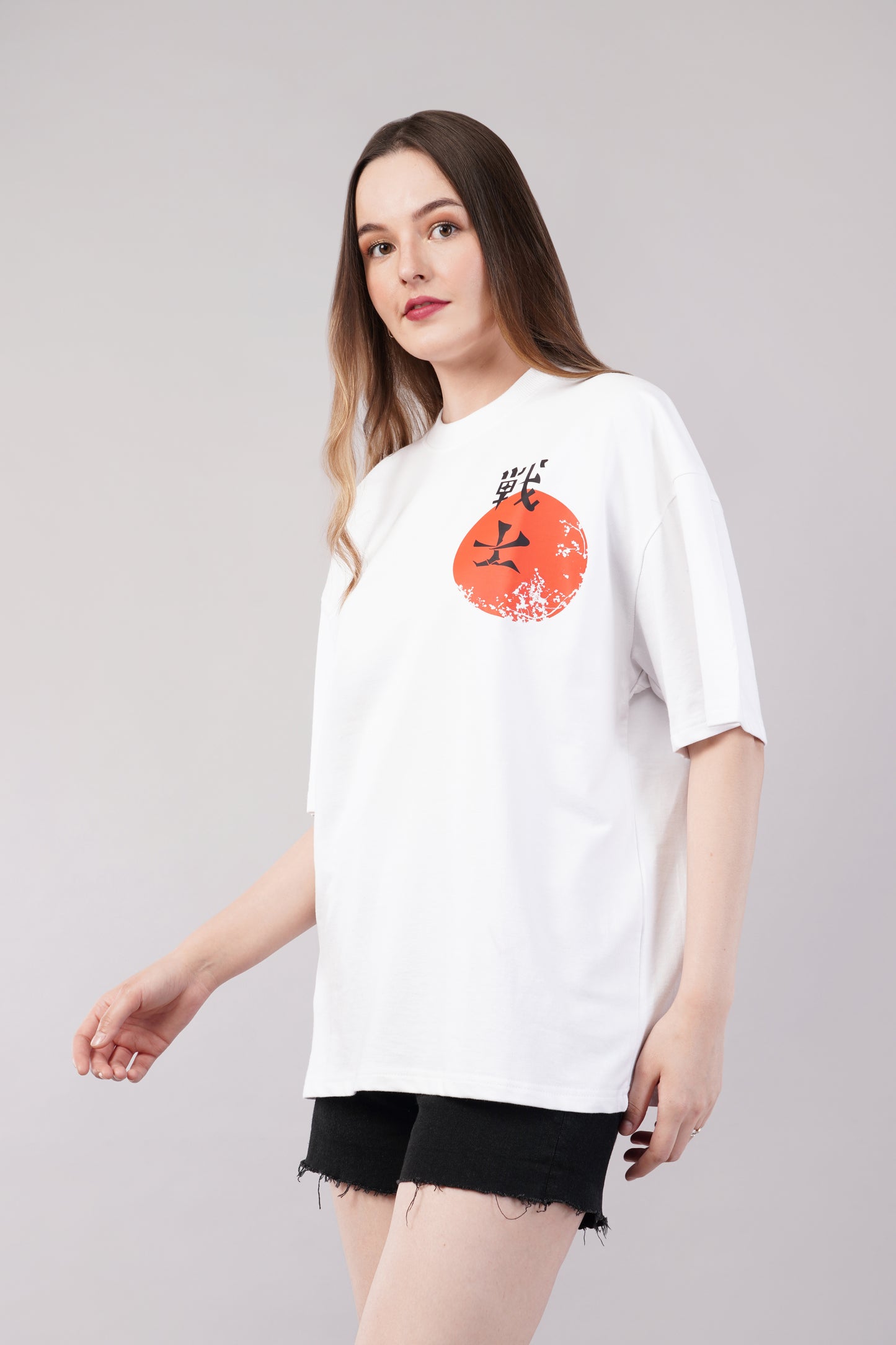 Unisex Japanese "Warrior" White Oversized T-Shirt