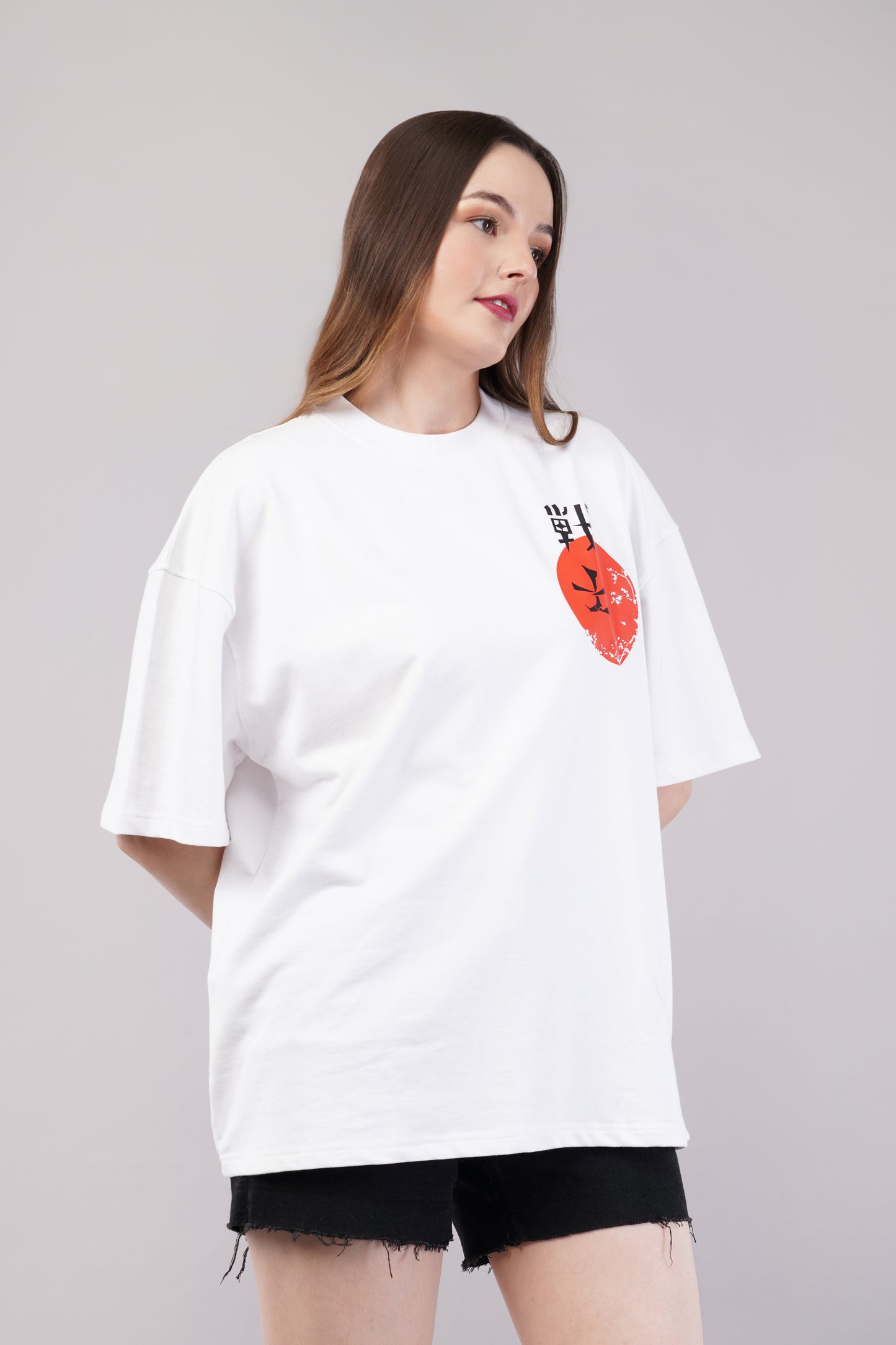 Unisex Japanese "Warrior" White Oversized T-Shirt