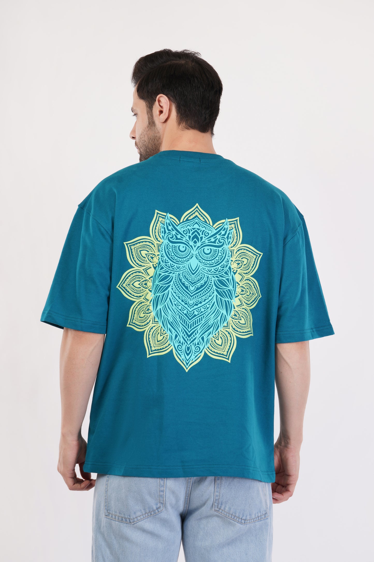 Unisex Full Puff Print "As Free As A Bird" Dark Teal Oversized T-Shirt