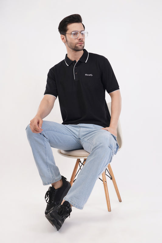 Unisex Black Polo T-Shirt