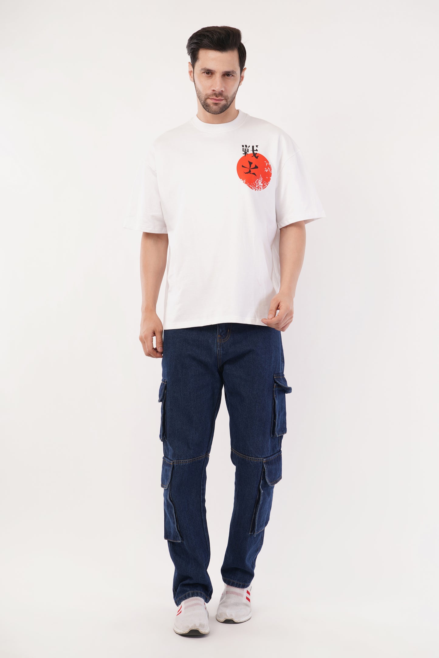 Unisex Japanese "Warrior" White Oversized T-Shirt