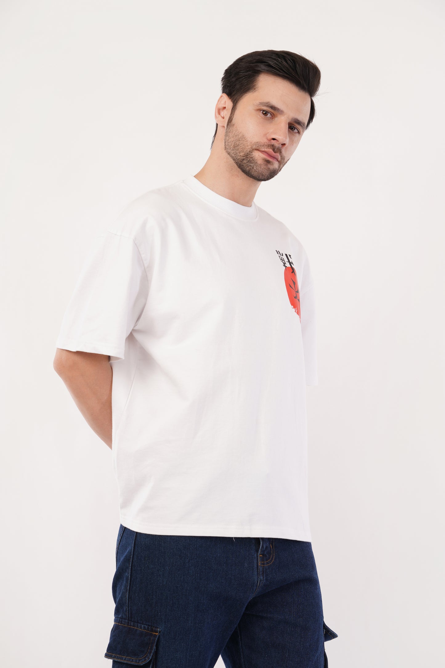 Unisex Japanese "Warrior" White Oversized T-Shirt