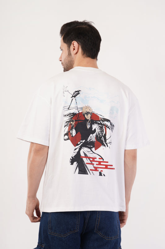Unisex Japanese "Warrior" White Oversized T-Shirt
