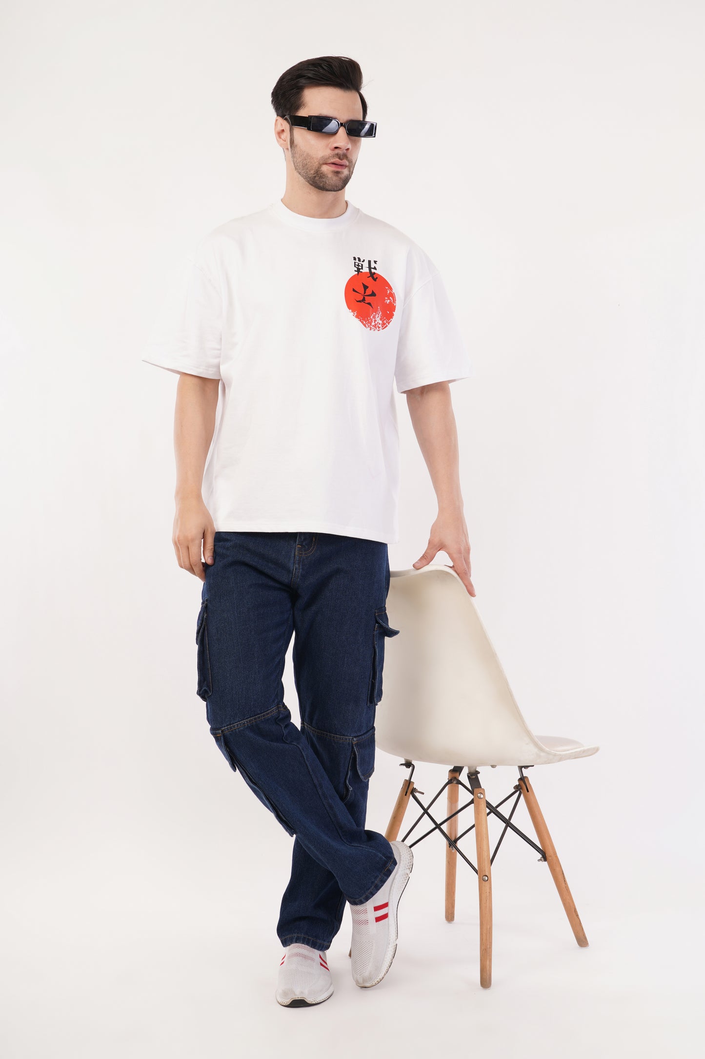 Unisex Japanese "Warrior" White Oversized T-Shirt