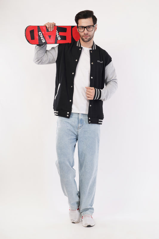 Unisex Black & Grey Varsity Jacket
