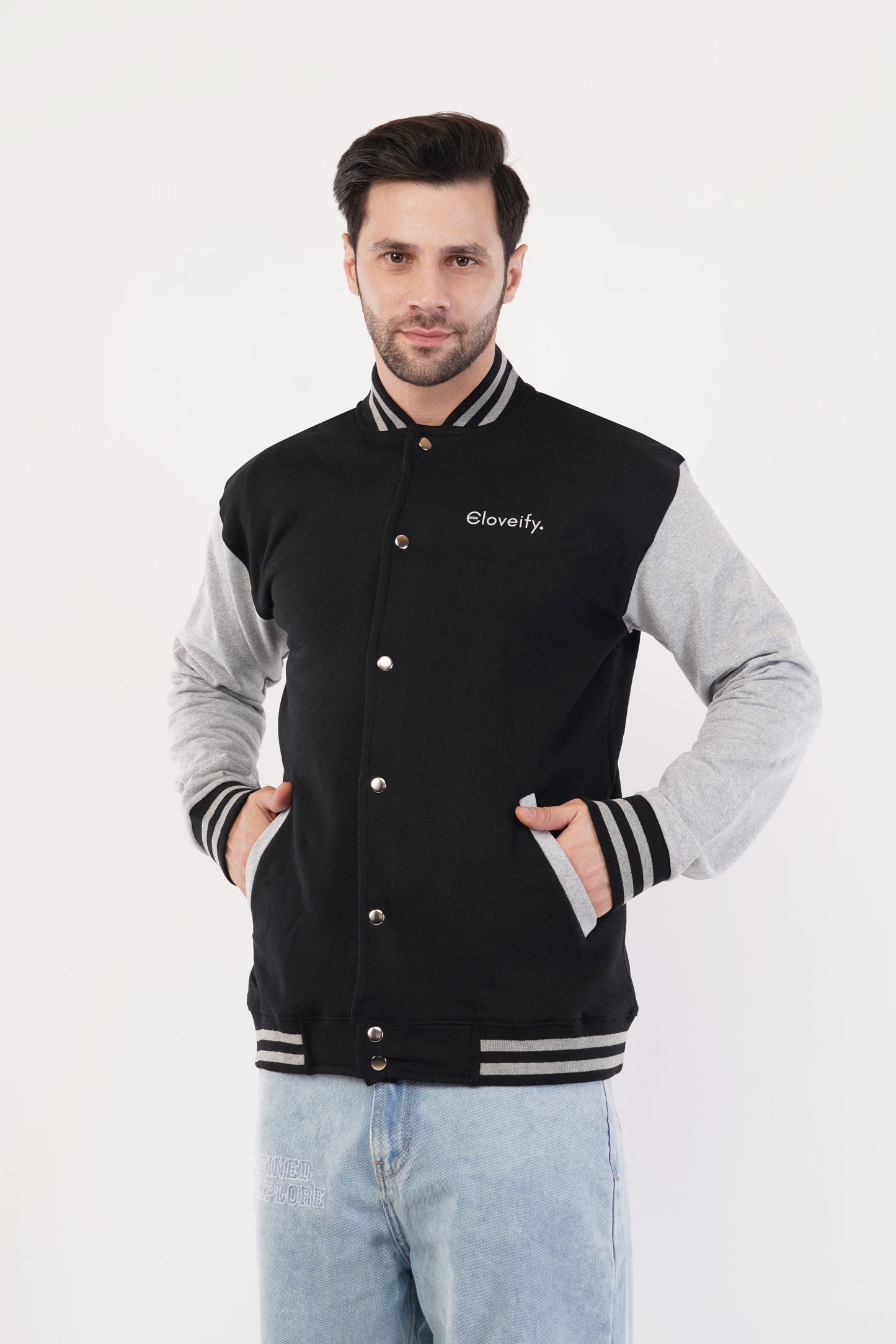 Unisex Black & Grey Varsity Jacket