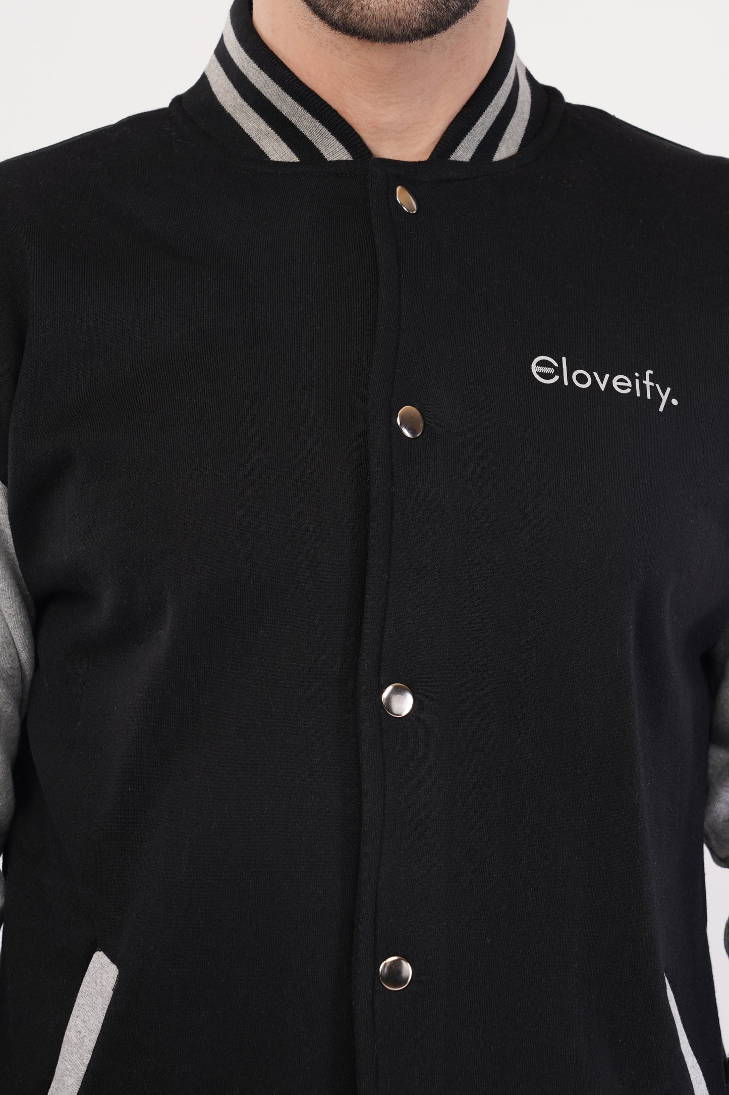 Unisex Black & Grey Varsity Jacket