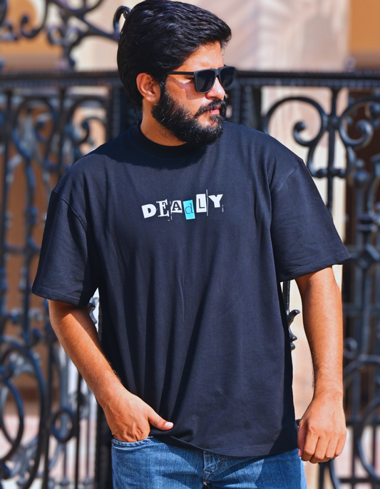 Unisex "Deadly" Black Oversized T-Shirt