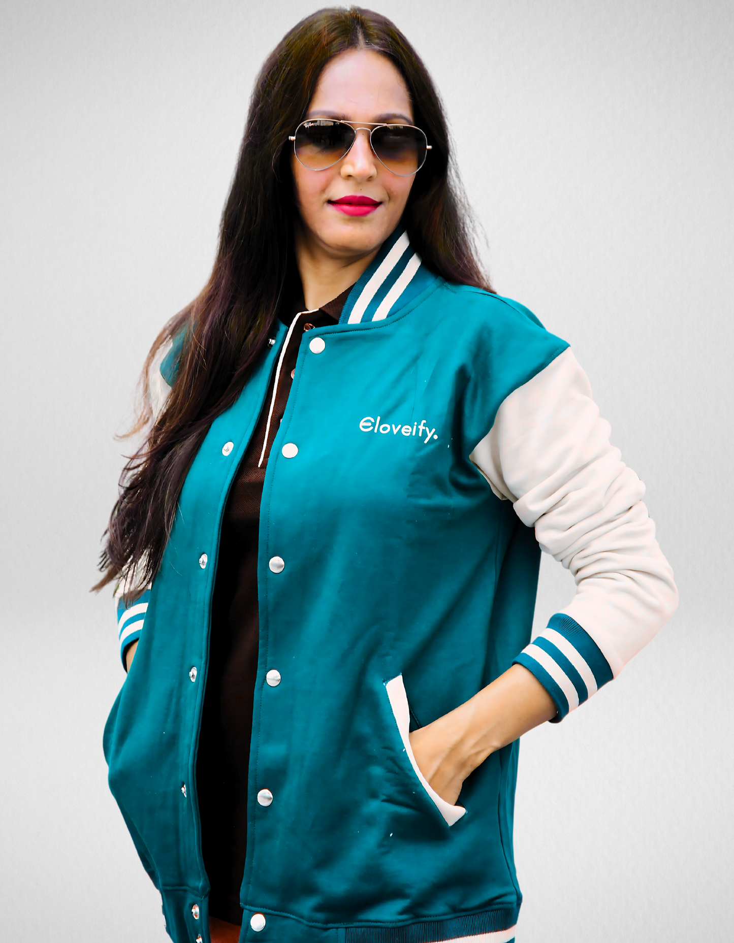 Unisex Green & Beige Varsity Jacket