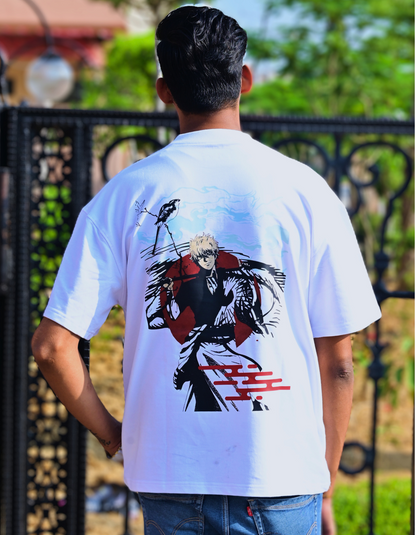 Unisex Japanese "Warrior" White Oversized T-Shirt