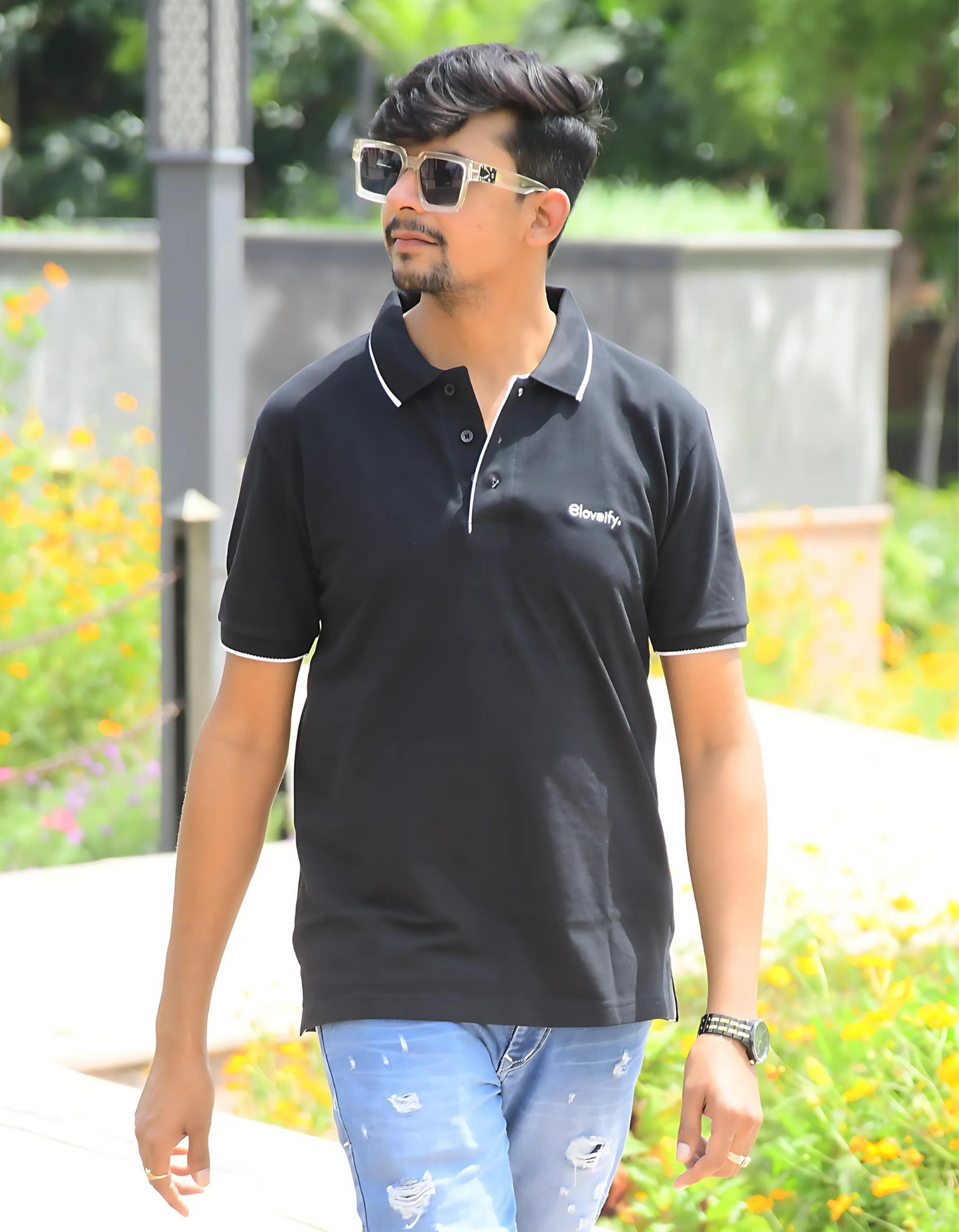 Unisex Black Polo T-Shirt