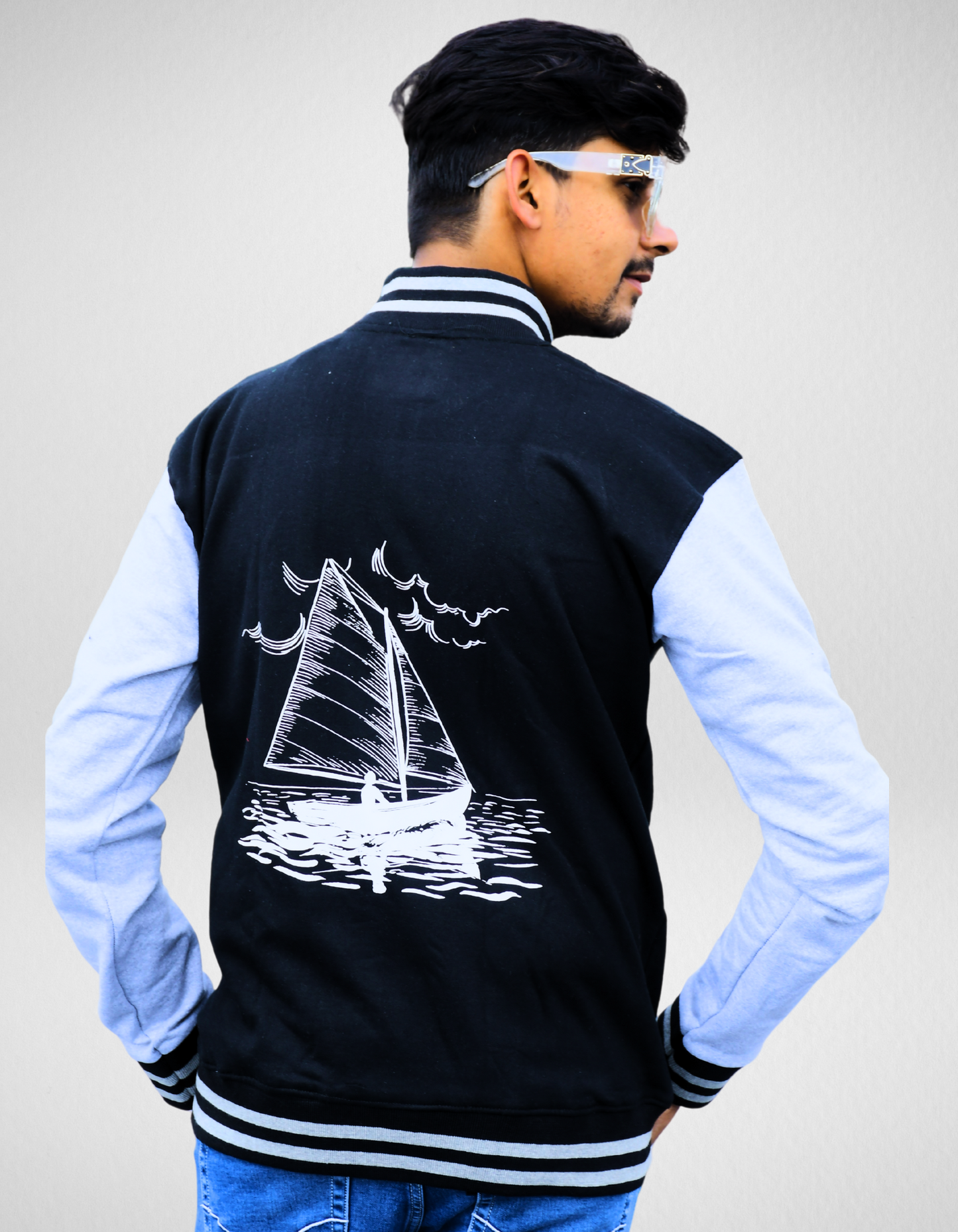 Unisex Black & Grey Varsity Jacket