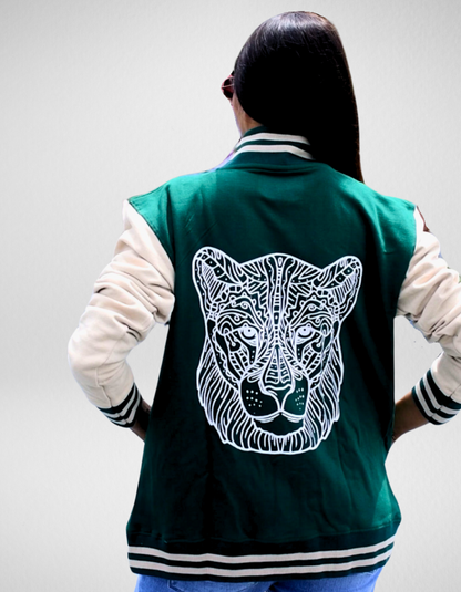 Unisex Green & Beige Varsity Jacket