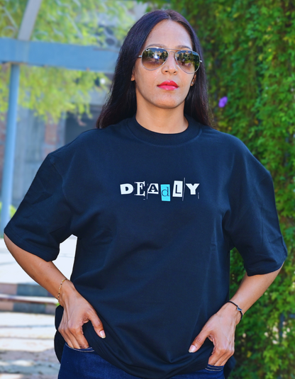 Unisex "Deadly" Black Oversized T-Shirt