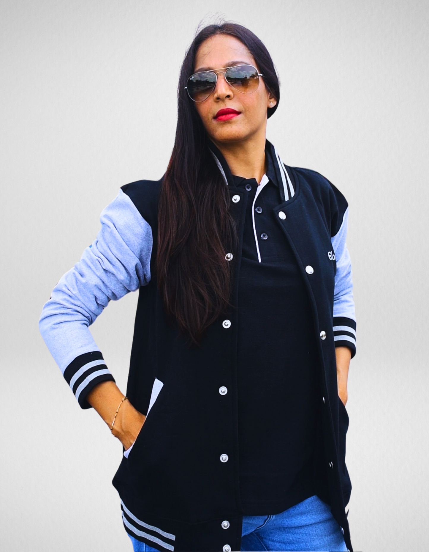 Unisex Black & Grey Varsity Jacket