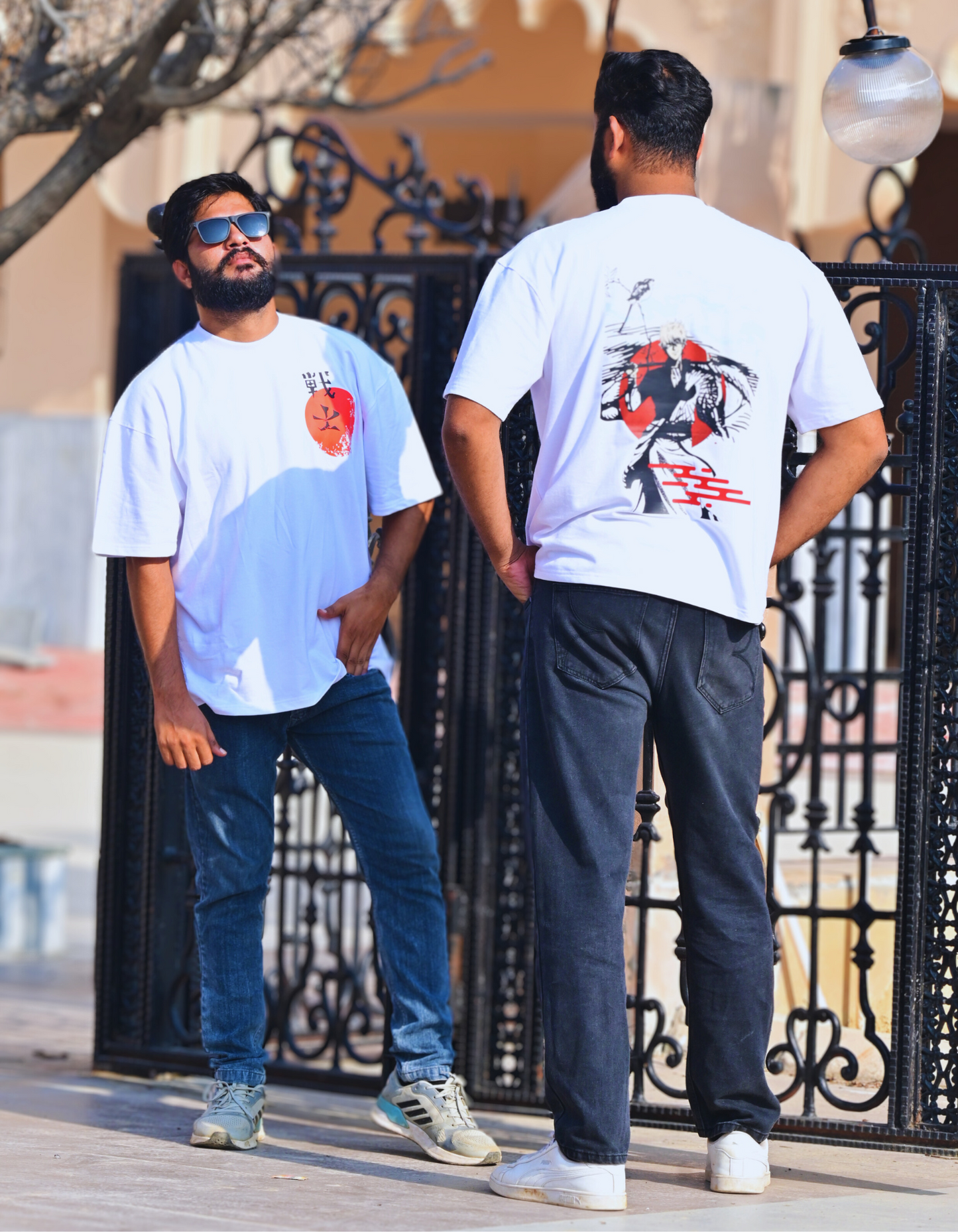 Unisex Japanese "Warrior" White Oversized T-Shirt