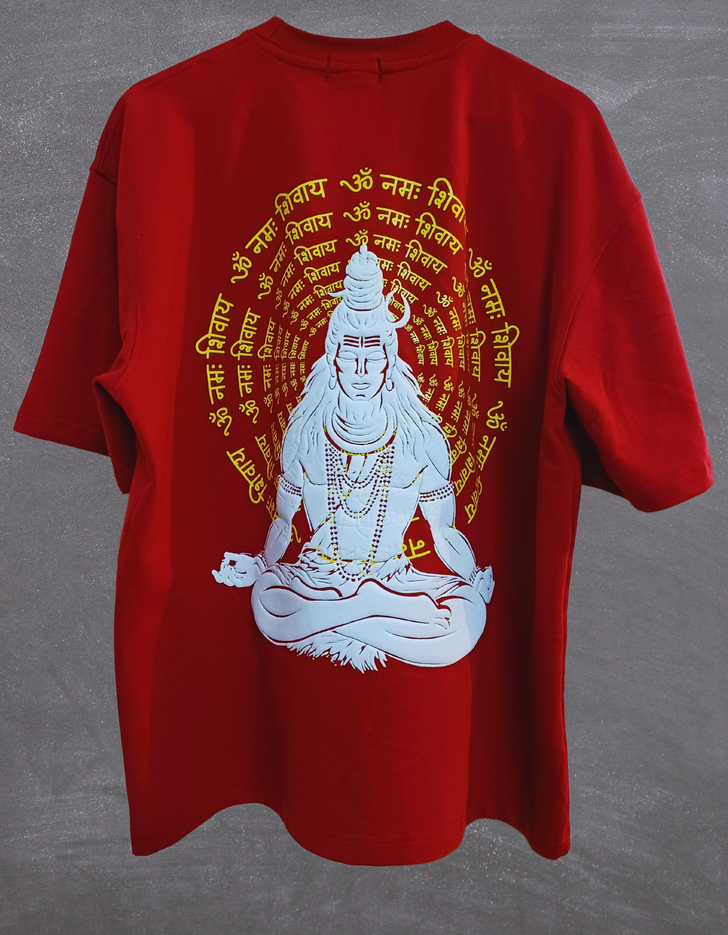 Unisex Full Puff Print "Mahadev" Maroon Oversized T-Shirt