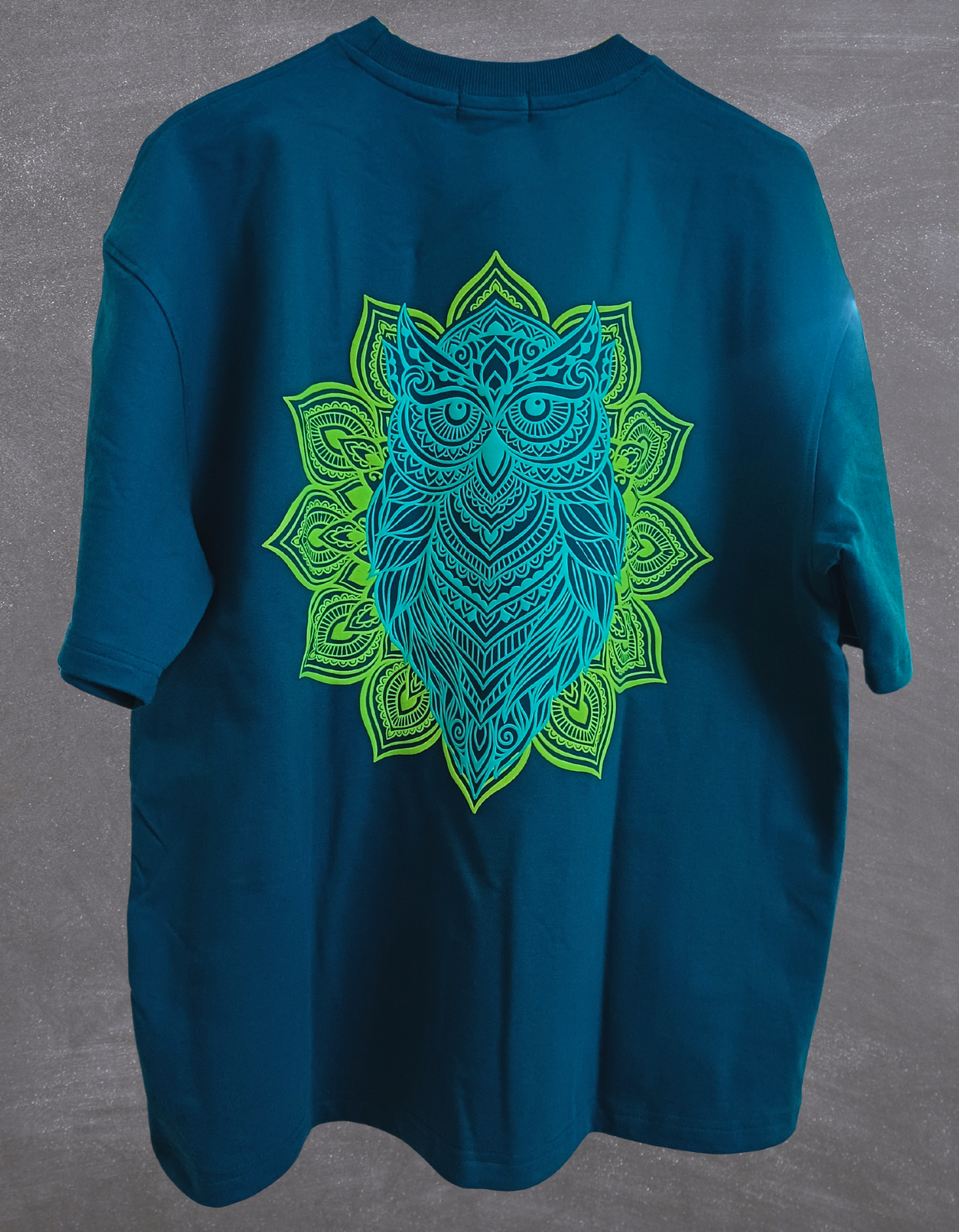 Unisex Full Puff Print "As Free As A Bird" Dark Teal Oversized T-Shirt